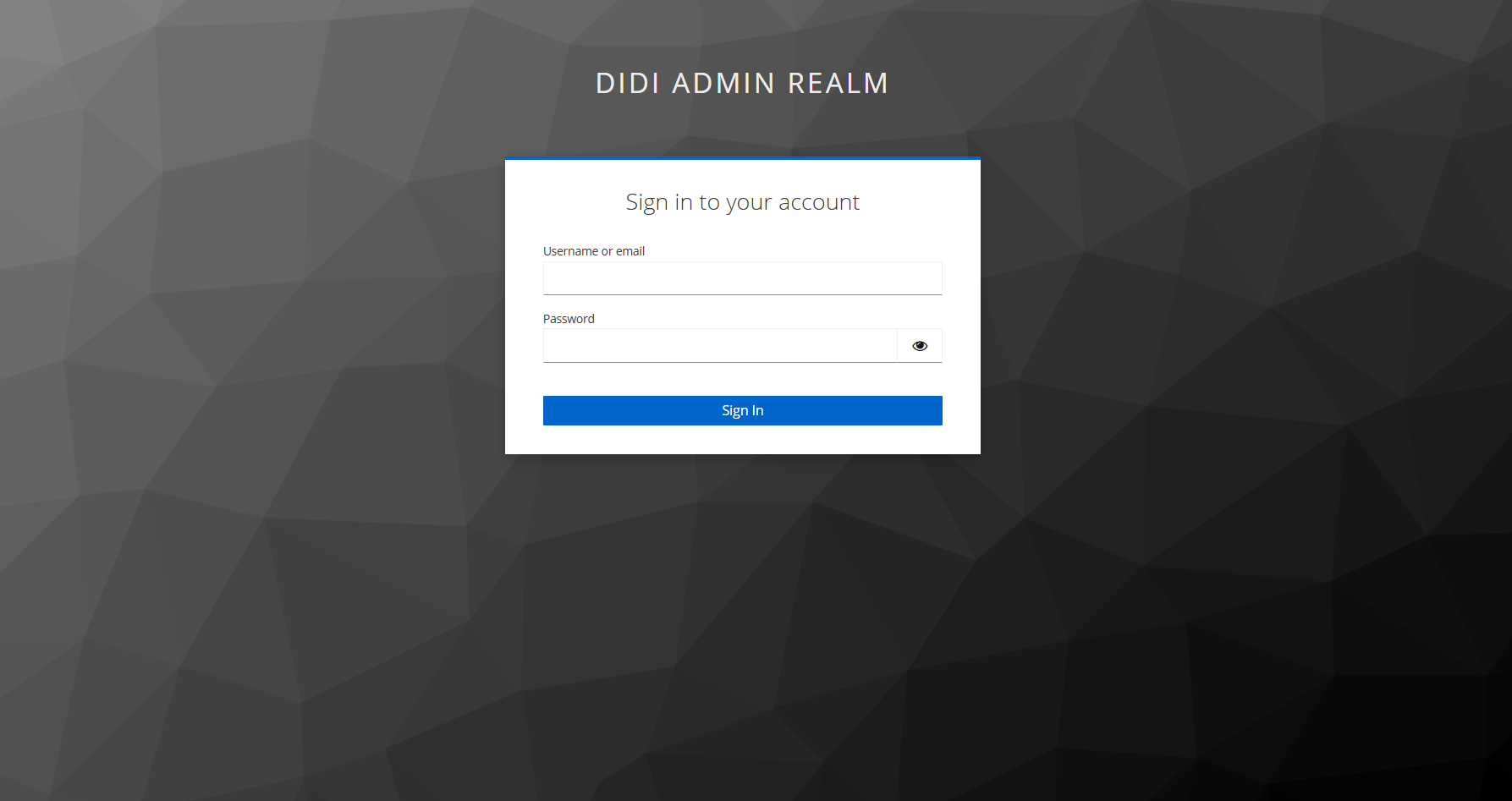 Ecran de autentificare Keycloak (realm didi-admins)